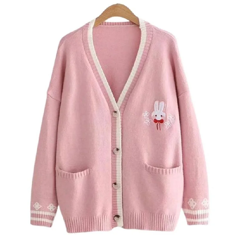 Embroidered Rabbit Cardigan: Stylish cardigan for all occasions Silk Blend Satin Velvet Embroidered Rabbit Cardigan: Stylish cardigan for all occasions Silk Blend Satin Velvet