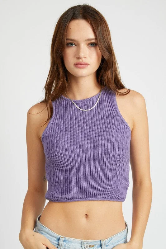 Emory Park KNITTED CROPPED TANK TOP activewear tank top