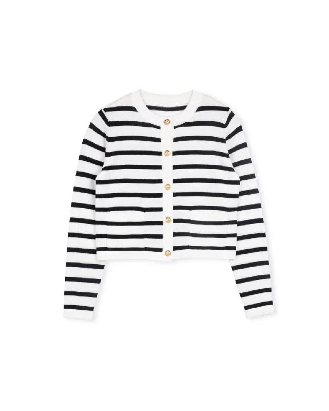 Flat Knit Stripe Cardigan Mesh Blend Leather Blend Suede Blend