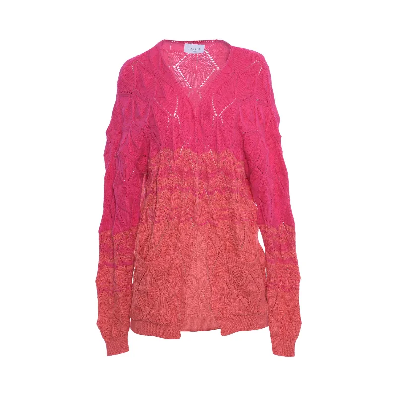 Gaelle Women's Pink Cardigan Boat Neck Shawl Collar Notched Collar