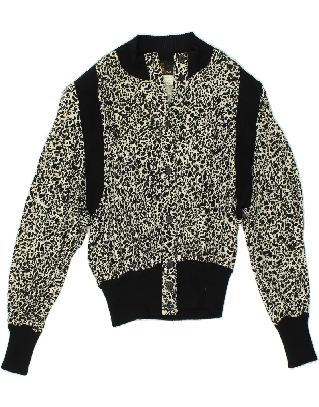 GIOVANNOZZI Womens Cardigan Sweater UK 10 Small  Grey Animal Print Wool Nylon Fabric Polyester Fabric Spandex Fabric