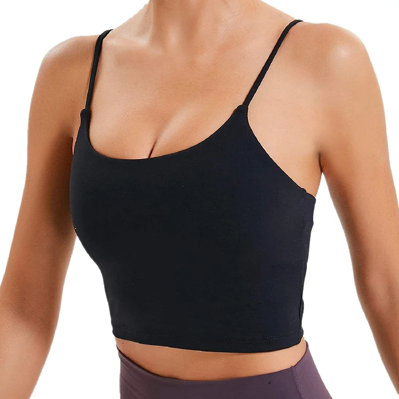 Lemedy Women Padded Sports Bra Fitness Workout Running Shirts Yoga Tank Top peach tank top