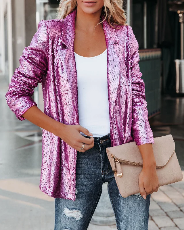 Life Of The Party Sequin Blazer - Pink Women's Fashion Blazer