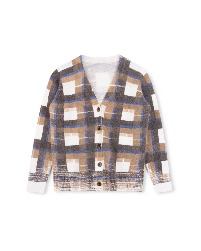 Line Detail Cardigan Mesh Blend Leather Blend Suede Blend