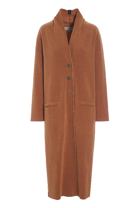 LONG CARDIGAN - 7162 - RUST Hooded Cardigan Collared Cardigan Shawl Collar