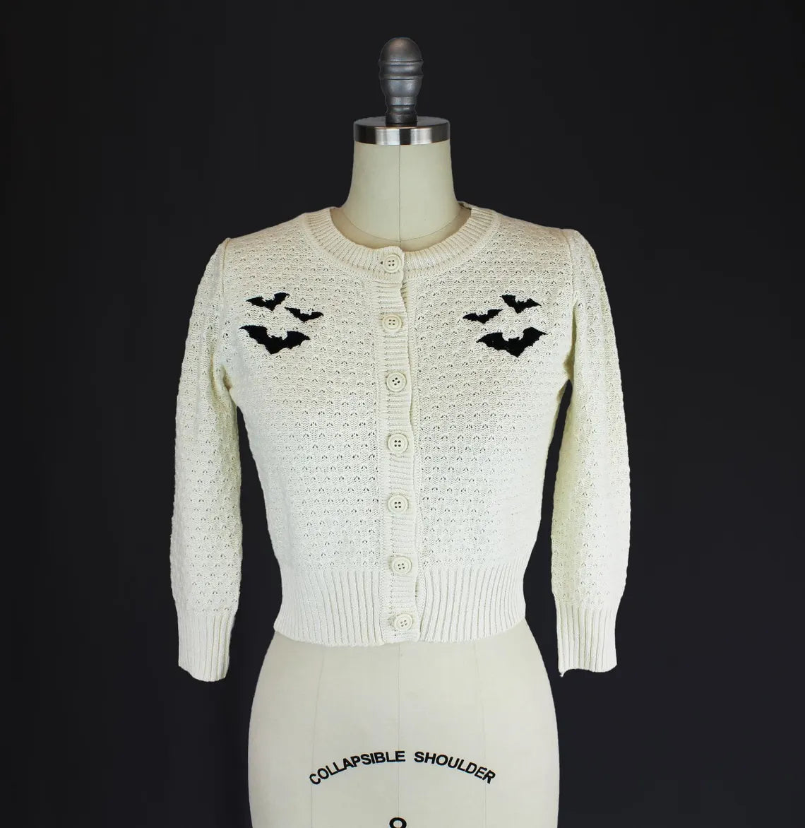 Ivory Embroidered Bat Sweater Cardigan-Button Up Sweater Cashmere Blend Cotton Blend Poly Blend Ivory Embroidered Bat Sweater Cardigan-Button Up Sweater Cashmere Blend Cotton Blend Poly Blend