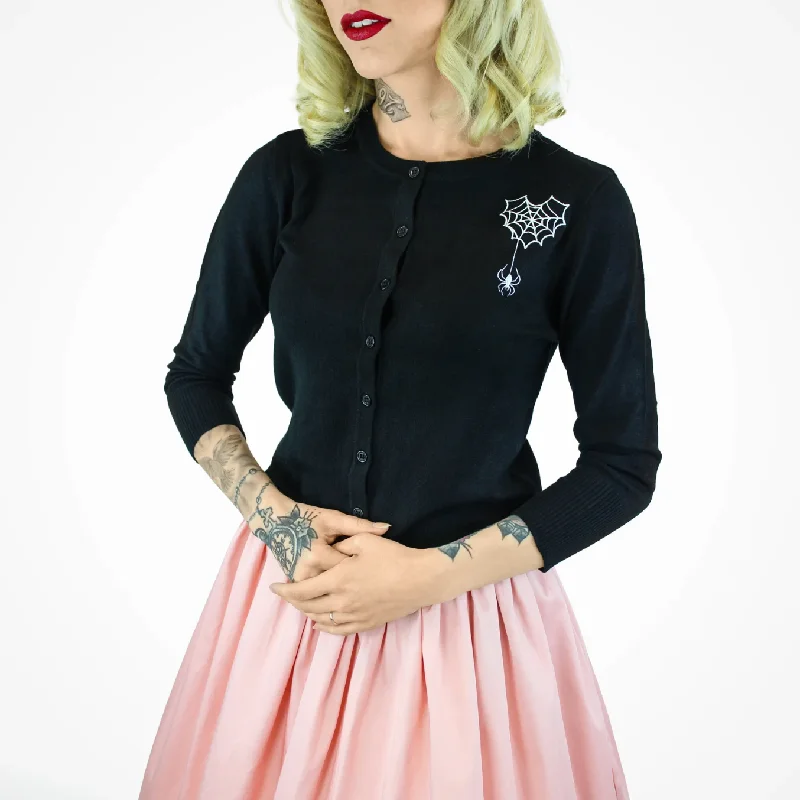 Long Sleeve Black Spiderweb Cardigan Sweater Layered Multi-layer Single Layer