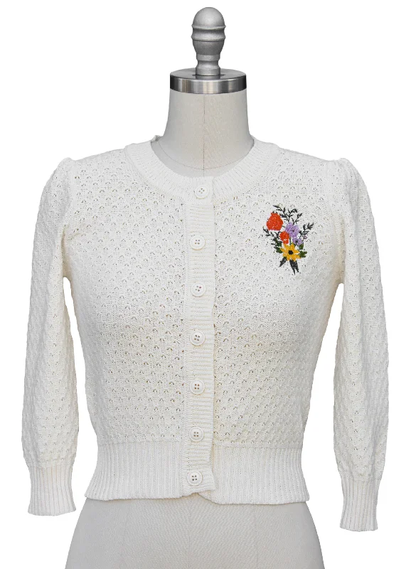 Long Sleeve Flower Bouquet Cardigan Sweater Modern Contemporary chic