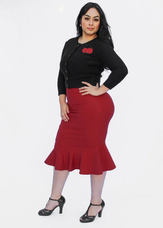 Long Sleeve Red Roses Cardigan Sweater Neon metallic Matte