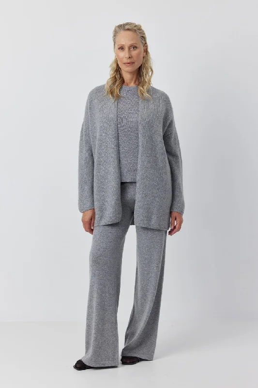 Luxe Cashmere Cardigan - Dark Grey Melange Velvet Chenille Corduroy
