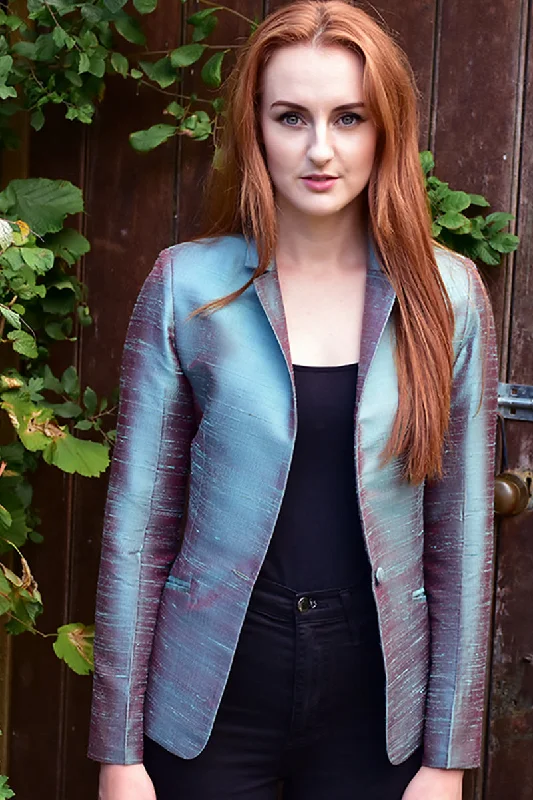 Nina Blazer in Smokey Blue Linen Women's Suit