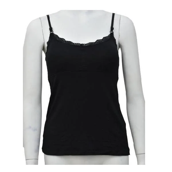 Padded Short Black Camisole Women's Tank Tops Adjustable Strap Camisole with Built in Padded Bra cute tank top