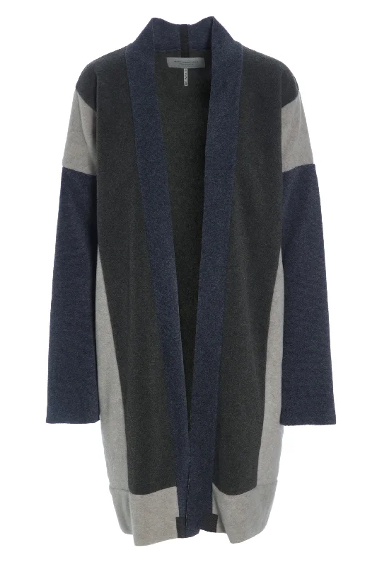 NO WASTE CARDIGAN - 7141 - DEEP BLUE/SAND/FORREST Elegant Classic Vintage