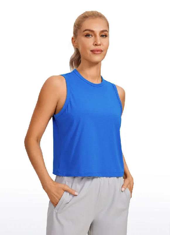Pima Cotton High Neck Cropped Tank Tops vintage tank top