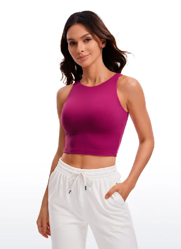 Butterluxe Cropped High Neck Tank Tops Wide Back teal tank top