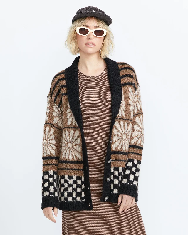 Rent Free Cardigan - Vintage Brown Embroidered Appliqued Beaded