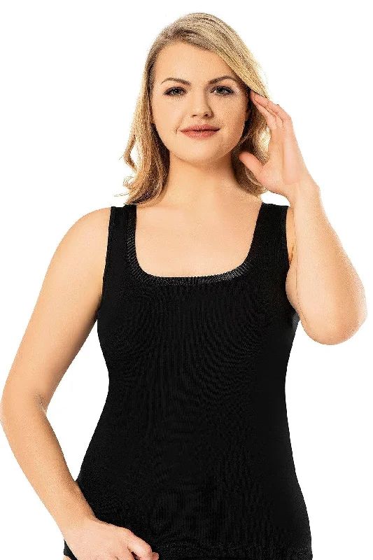RUFFLED KNIT WIDE STRAP TANK TOP 2114 lace tank top
