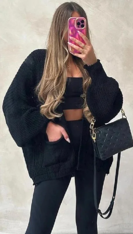 Short Balloon Knitted Cardigan Elegant Classic Vintage