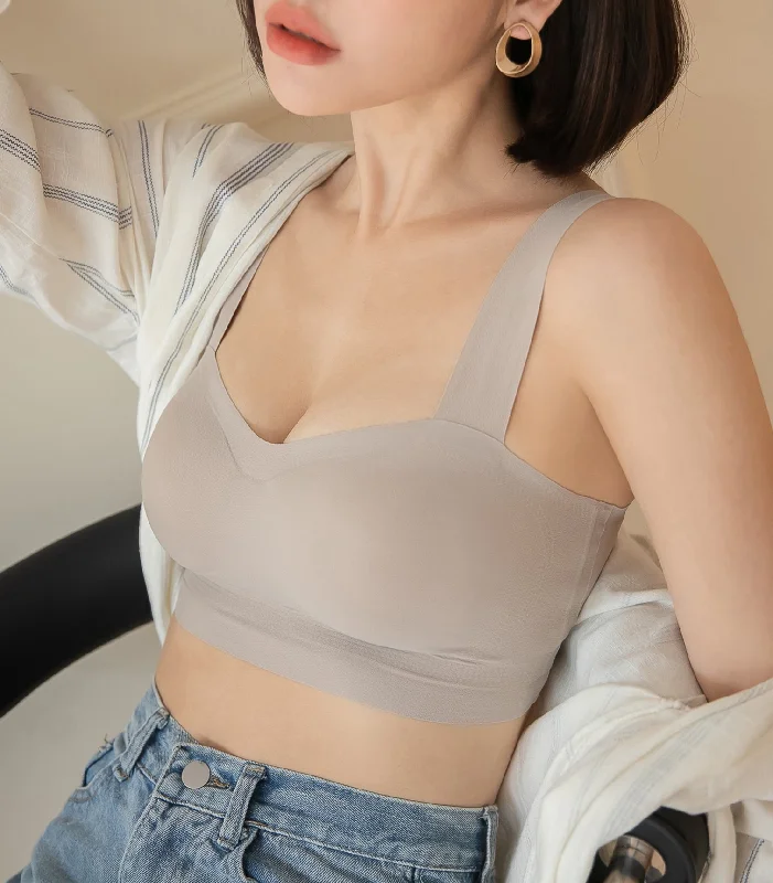 Smooth Seemless V Style Wireless Tank Top Bra- No Bottoms Champaign trendy tank top