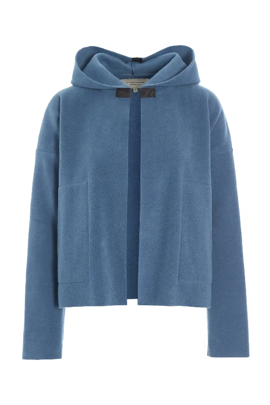 SPORTY CARDIGAN - 7158 - DUSTY BLUE Satin Blend Silk Blend Wool Blend