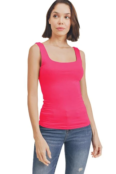 Square Neck Double Layered Women's Tank Top activewear tank top
