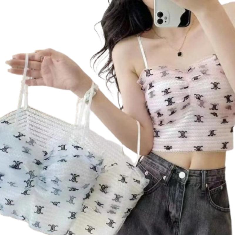 Summer V Neck Sleeveless Backless Slim Tank Top Chic Print Off Shoulder Short Camis stretchy tank top