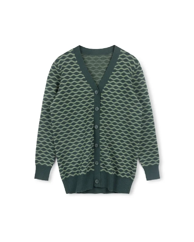 Two Tone Print Cardigan Cashmere Blend Cotton Blend Poly Blend