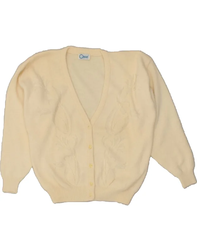 VINTAGE Womens Loose Fit Cardigan Sweater UK 8 Small Beige Floral Wool Faux Fur Fabric Real Fur Fabric Shearling Fabric VINTAGE Womens Loose Fit Cardigan Sweater UK 8 Small Beige Floral Wool Faux Fur Fabric Real Fur Fabric Shearling Fabric