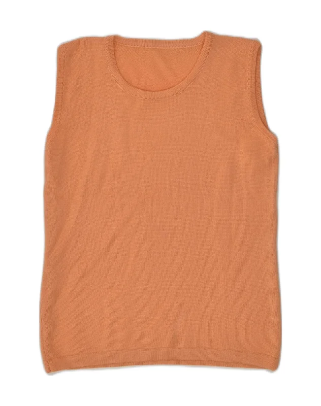 VINTAGE Womens Vest Tank Top UK 12 Medium Orange trendy tank top