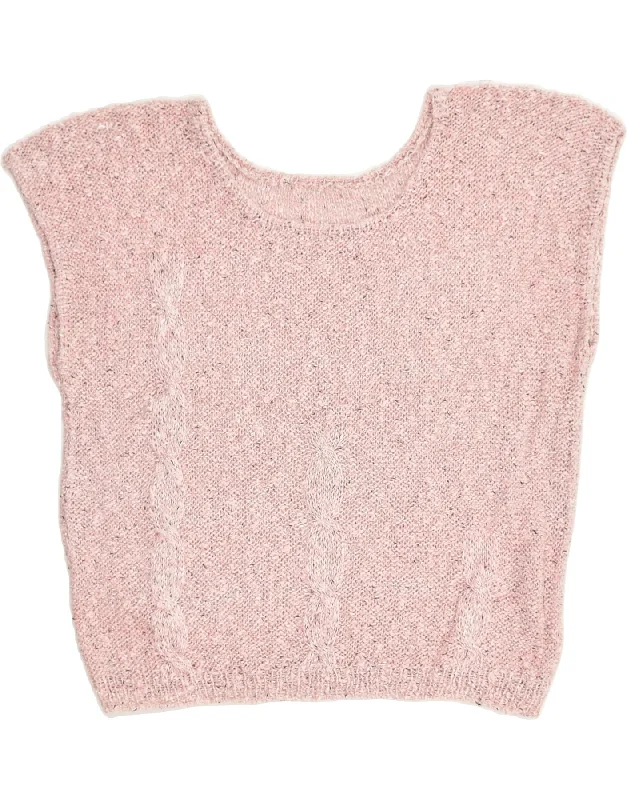VINTAGE Womens Vest Tank Top UK 14 Medium Pink crossback tank top