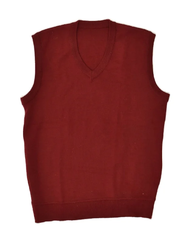VINTAGE Womens Vest Tank Top UK 20 2XL Burgundy Wool baby blue tank