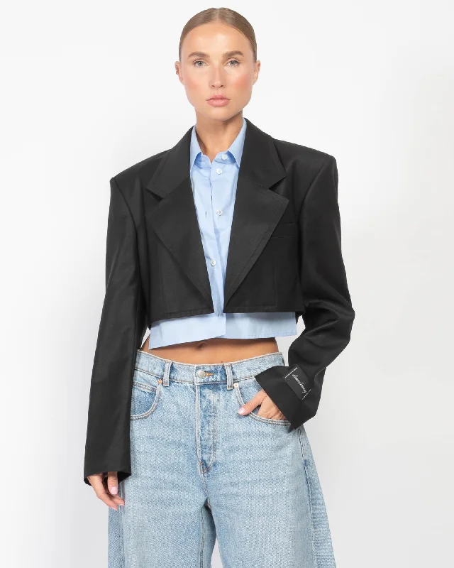 Crop Blazer Cotton Blend Blazer