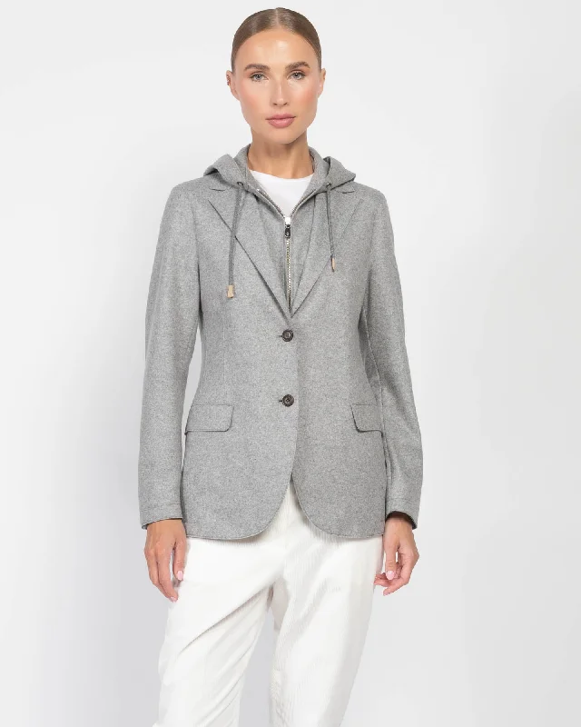 Hooded Single-Breasted Blazer Slim Fit Blazer