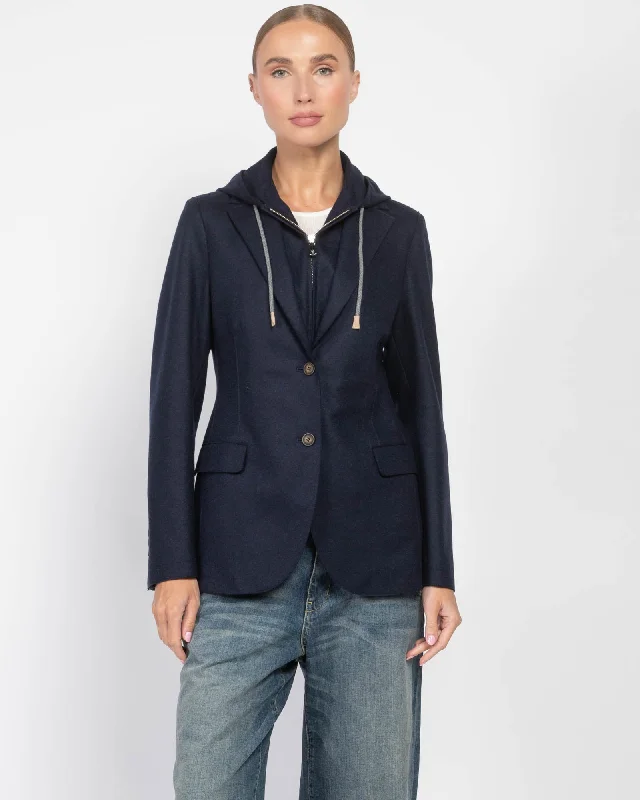 Hooded Single-Breasted Blazer Spring Women's Coat