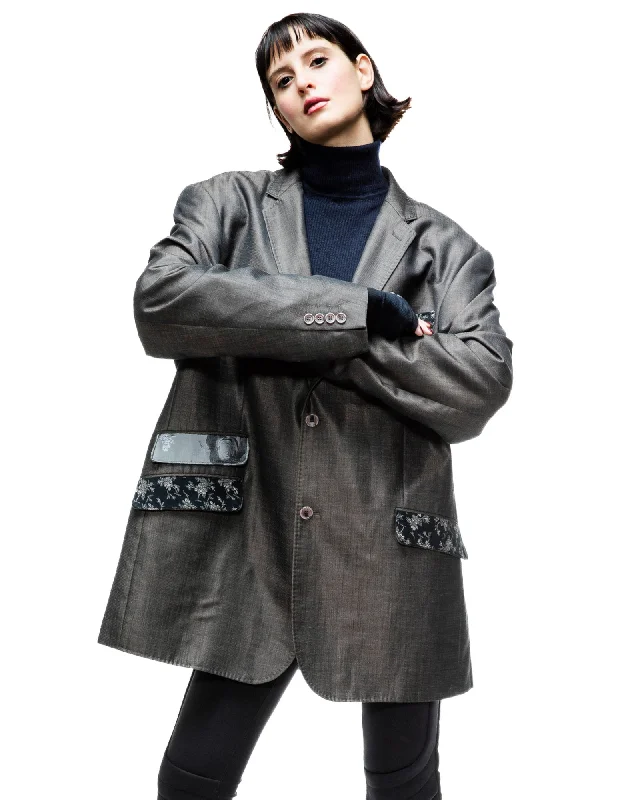 Off White On Brown Blazer Women's Custom Jacket
