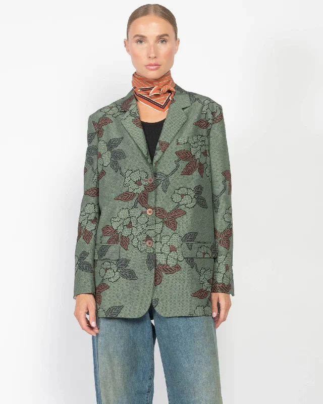 Single Breasted Kimono Blazer Women's Print Jacket