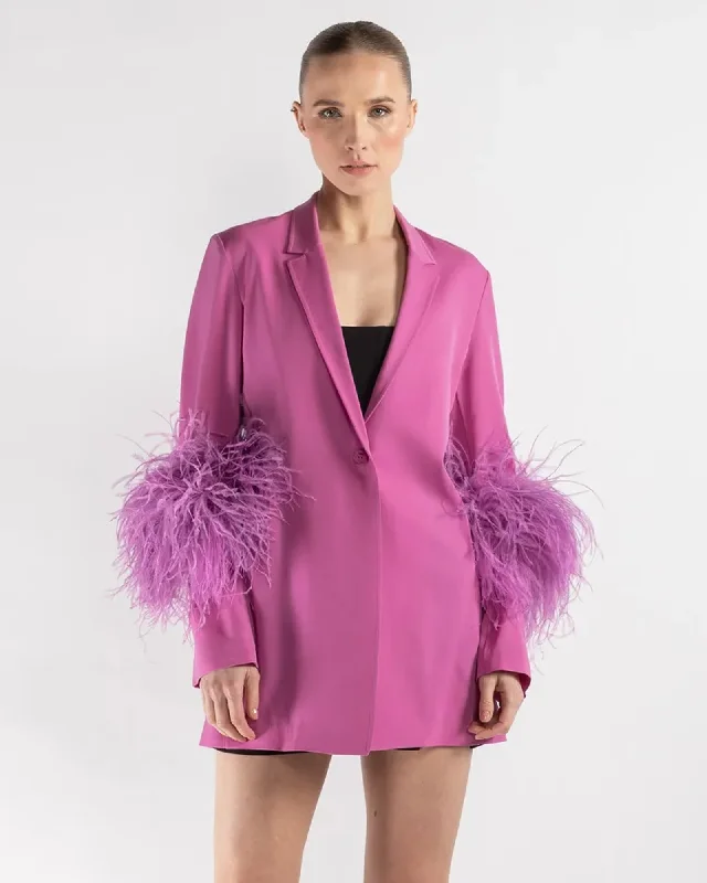 Ostrich Trim Blazer Women's Premium Blazer