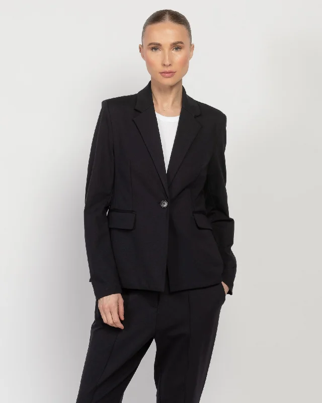 Single-Breasted Ponte Blazer Cotton Blend Blazer