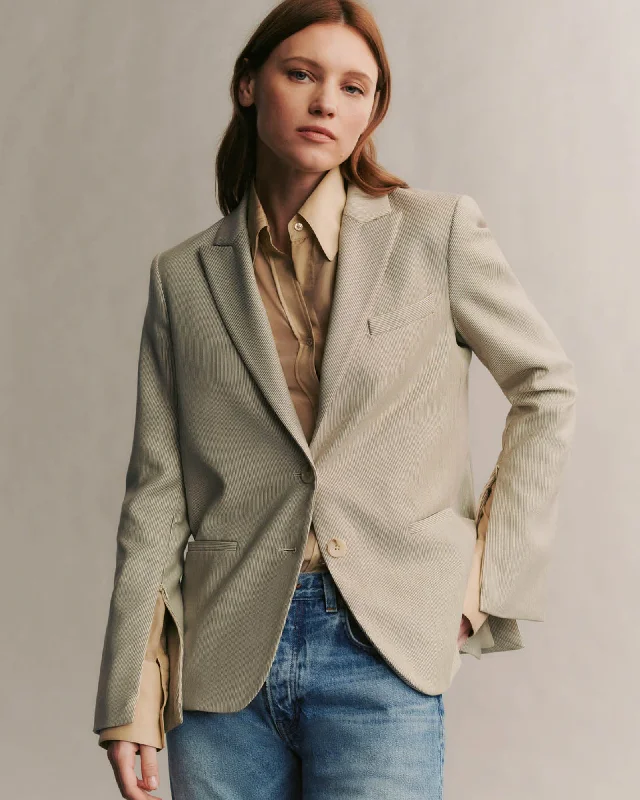 Boyfriend Blazer With Zippers Linen Women's Suit