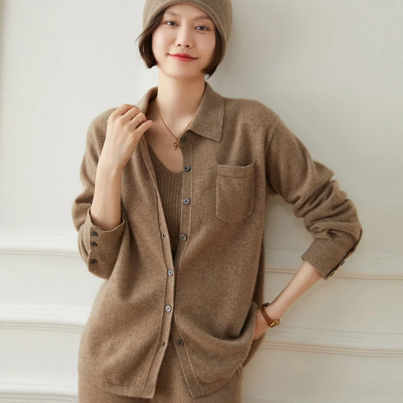 Women Cashmere Cardigan Button Front Pocket Long Sleeve Cashmere Cardigan Layered Multi-layer Single Layer Women Cashmere Cardigan Button Front Pocket Long Sleeve Cashmere Cardigan Layered Multi-layer Single Layer
