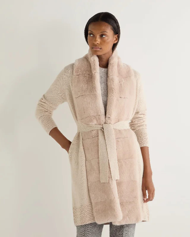 Women's Abbey Fur Placket Cashmere Cardigan Ecru White Jersey Fabric Tulle Fabric Batik Fabric Women's Abbey Fur Placket Cashmere Cardigan Ecru White Jersey Fabric Tulle Fabric Batik Fabric