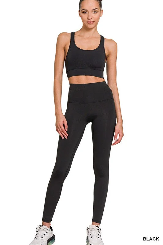 ZENANA Athletic Racerback Tank Top & Leggings Set soft tank top