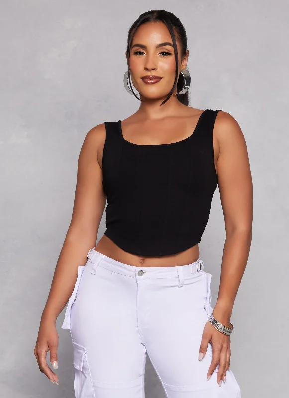 Scoop Neck Corset Tank Top basic tank top