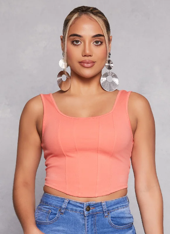 Scoop Neck Corset Tank Top essential tank top