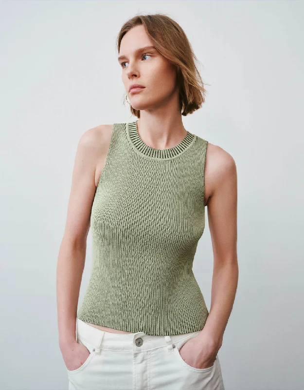 Crew Neck Knitted Tank Top flirty tank top