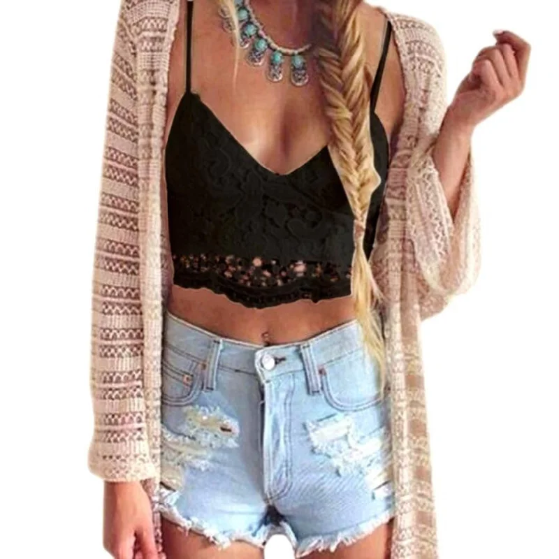 Crop Top Women 2016 Feminina Sexy Lace Bralette Bra Bustier Crop Top Black Cropped Blusas Vest Halter Tank Tops Camisole comfortable tank top