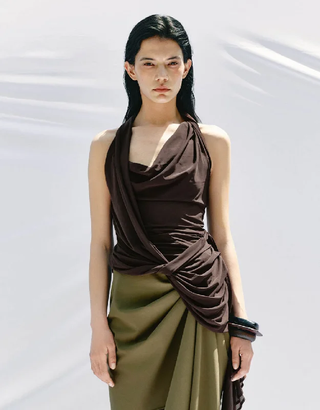 Halter Cowl Neck Skinny Knitted Tank Top cute tank top