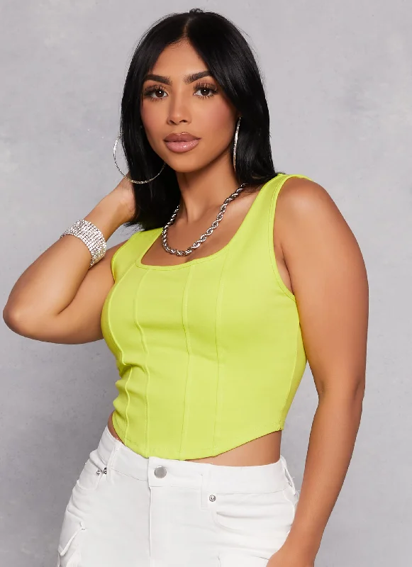 Scoop Neck Corset Tank Top layering tank top