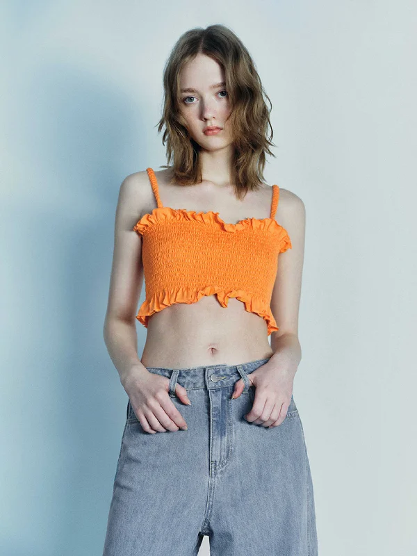 Off-Shoulder Short Tank Tops peach tank top