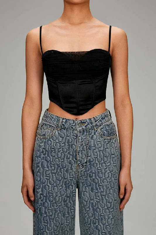 Sexy Layered Mesh Rhinestone Bustier Sweetheart Corset Crop Tank Top cozy tank top